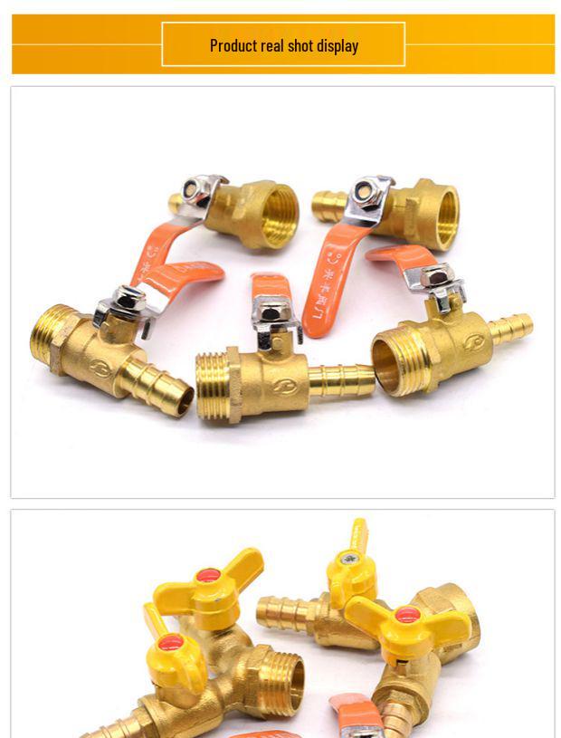 Xingfeng Copper Gas Valve with Plug & Hose Barb - Available In 1/2", 3/8", 1/4" Sizes for 8mm, 10mm, 12mm