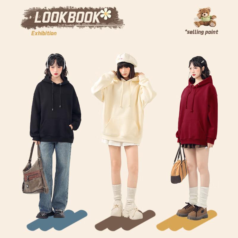 JEANSWEST Women's Fluffy Puppy Print Fleece Hoodie