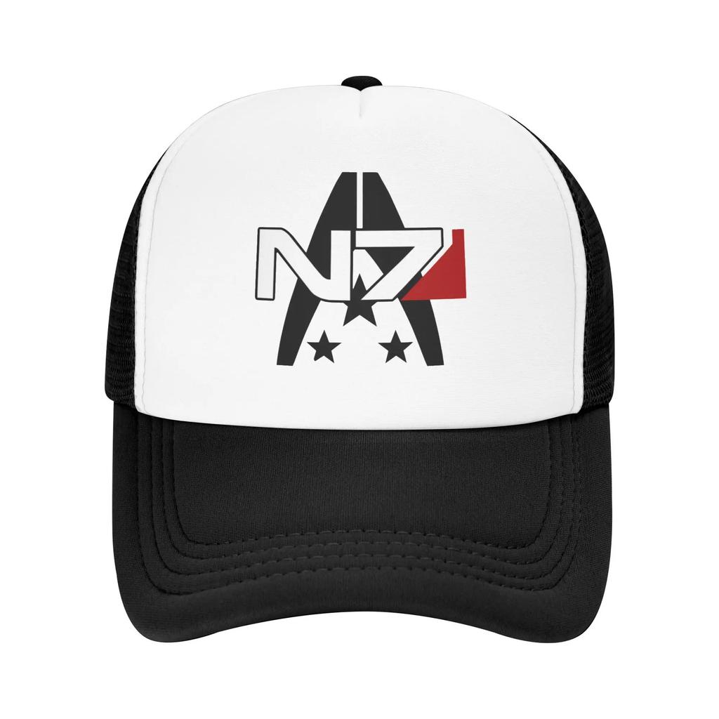For Player Fans 2025 Mass Effect N7 Alliance Travel Mesh Baseball Caps Women Adult Male Beach Sunscreen Hat Hip Hop Trucker Cap