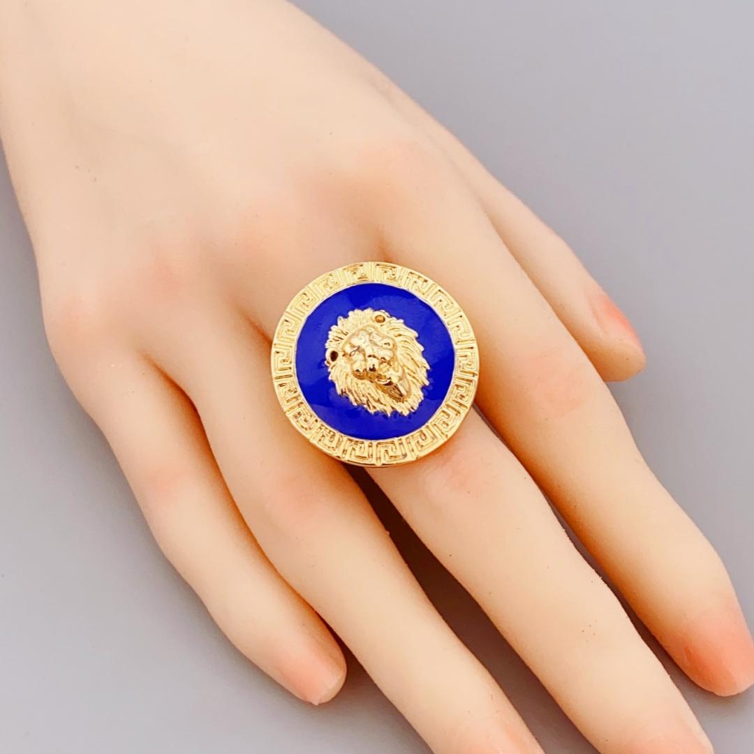 

Уникальное кольцо из цинкового сплава с регулируемыми кольцами в стиле львиной головы для женщин