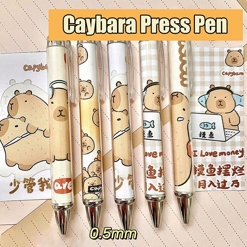 Capybara Pres Kalem Karikatür Sevimli Rulo Kağıt Jel Kalemler Öğrenci 0.5Mm Hızlı Kuruyan Yazma Kalemi Kawaii Yaratıcı Kırtasiye Malzemeleri