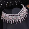 Pink Opal Crystal Wedding Crown Princess Bride Headwear Party Headdress Bridal Crown Hair Jewelry Tiaras Accessories
