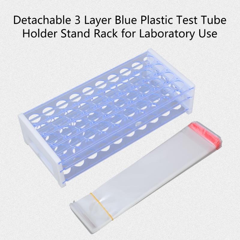 Functional 3 Layer Blue Test Tube Rack Sturdy Blue Plastic Test Tube Organizers 3 Layer Laboratory Storage Solution