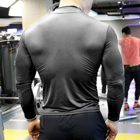 Summer Men's Fitness Training Breathable Quick Drying Clothes Men's Sports Fashion Long Sleeved T-shirt