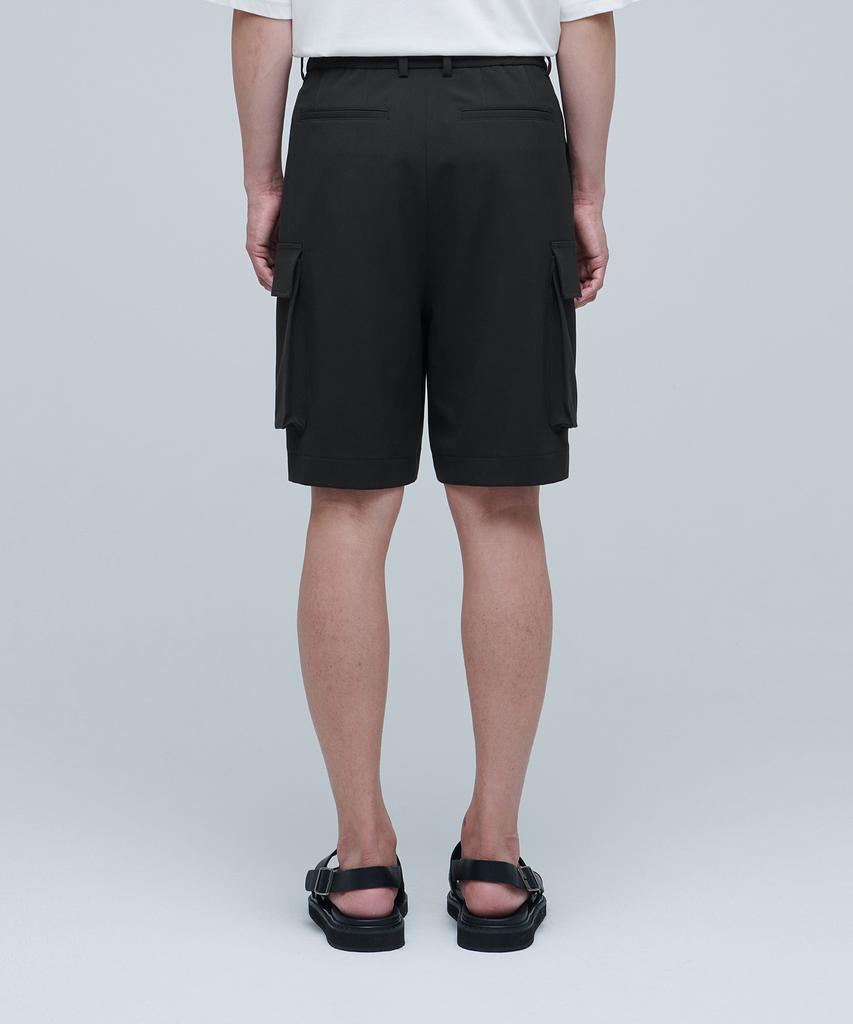 MUSINSA STANDARD Wide Banding Cargo Half Slacks [Dark Gray]