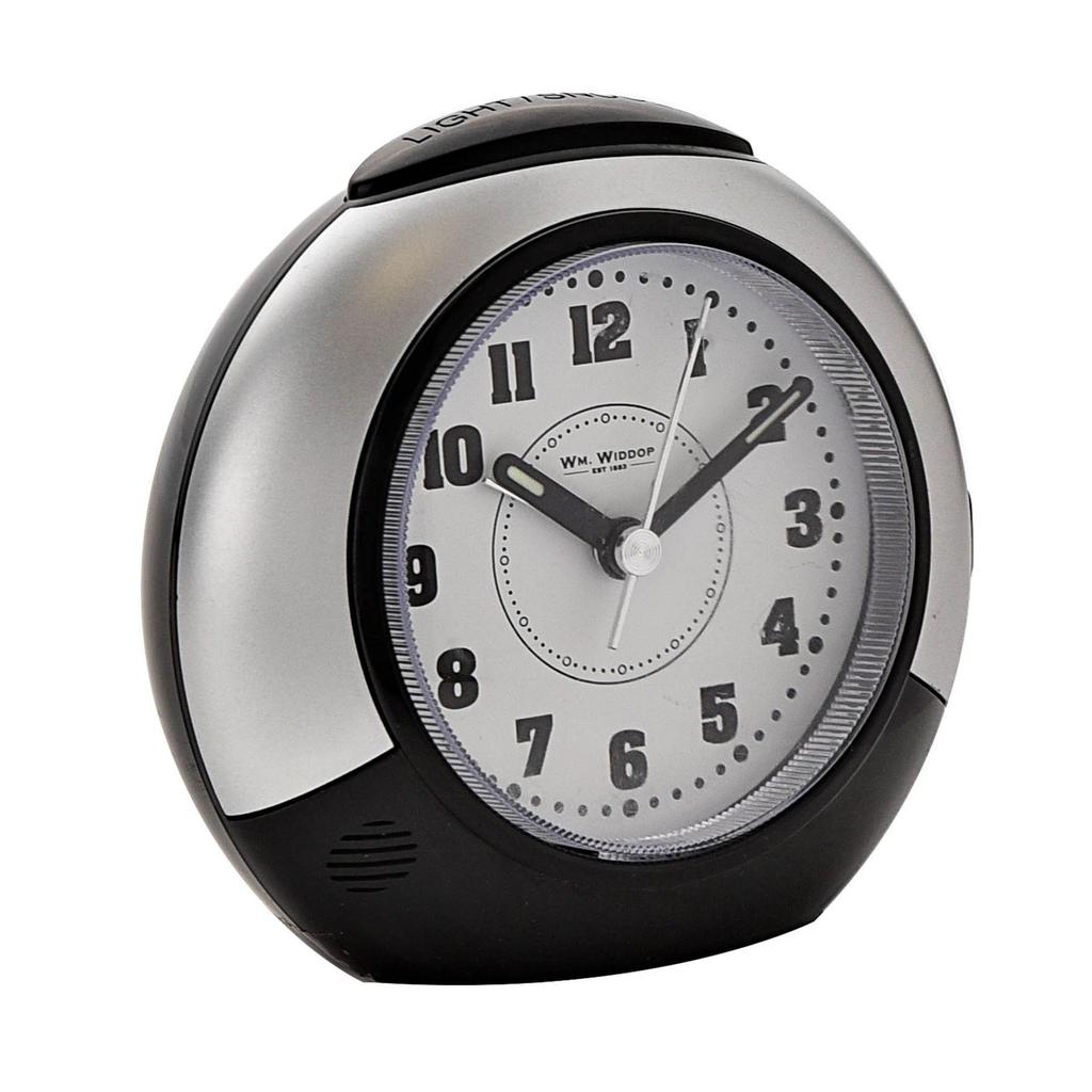 Hometime Large Round Sweep/Light/Snz Alarm Clk Silver/Black