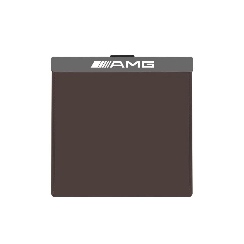 

Car Garbage Bag LED Waterproof Magnetic Adsorption Leather Storage Pocket Accessories Car Decal For Mercedes Benz AMG W214 W205
