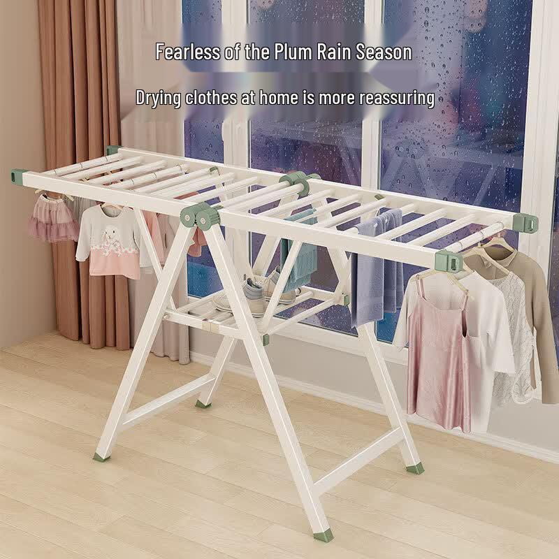 Foldable Stainless Steel Mobile Clothes Drying Rack