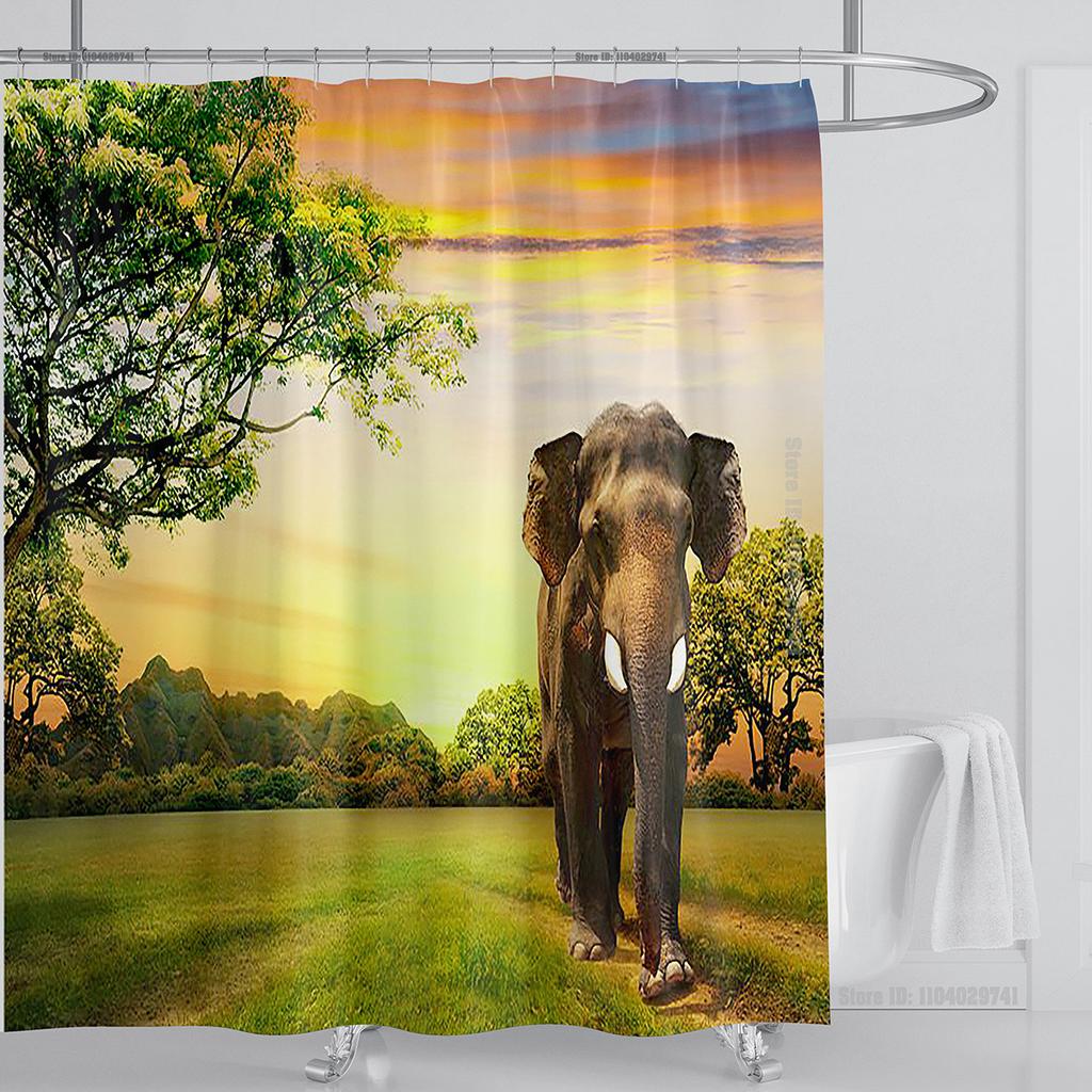 Cat Dog Funny Cartoon Creative Personality Shower Curtains Cute 3D Printed Pvc Fabric with Hooks Waterproof Bathroom Decoration