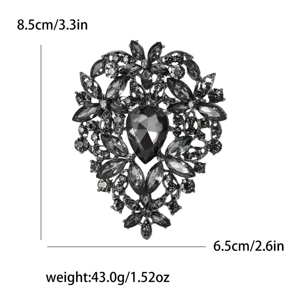 

Skeleton Flower Design Baroque Brooch Multi-color Shining Rhinestone Pins Large Crystal Brooch Wedding Holiday Party Gifts чёрный