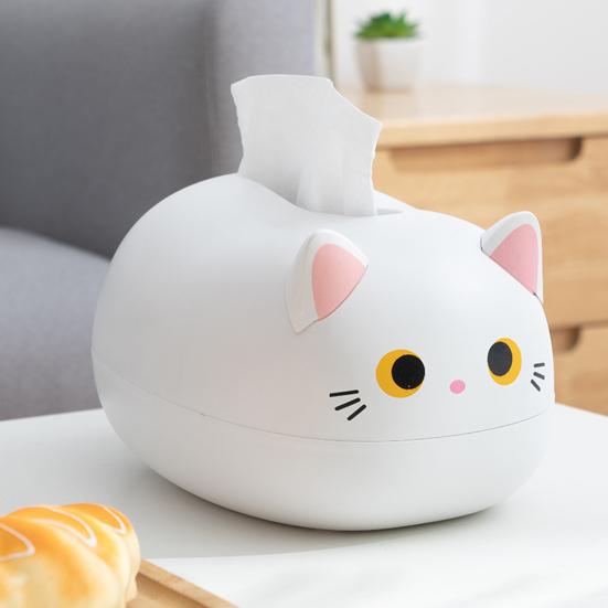 Tissue Dispenser Cute Cat Shaped Paper Holder Large Capacity Wide-Mouth Design Multi-Functional Storage Box