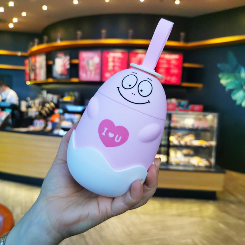 

Cartoon Yolk Egg Cute Water Bottle With Rope Glass Liner Drinkware Portable For Travel Kids Gifts 201-300ml