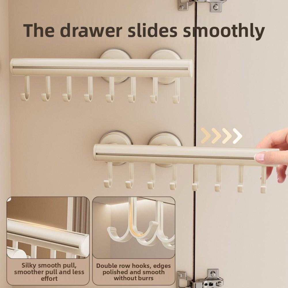 Adjustable Suction Cup Hook Space Saving Pull-Out Clothes Hanger Scarf Tie Rack  Closet Storage