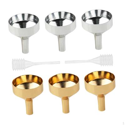 6 Pieces Mini Funnel Multifunctional Metal Funnels with 2 Droppers for Filling Conditions Fragrance