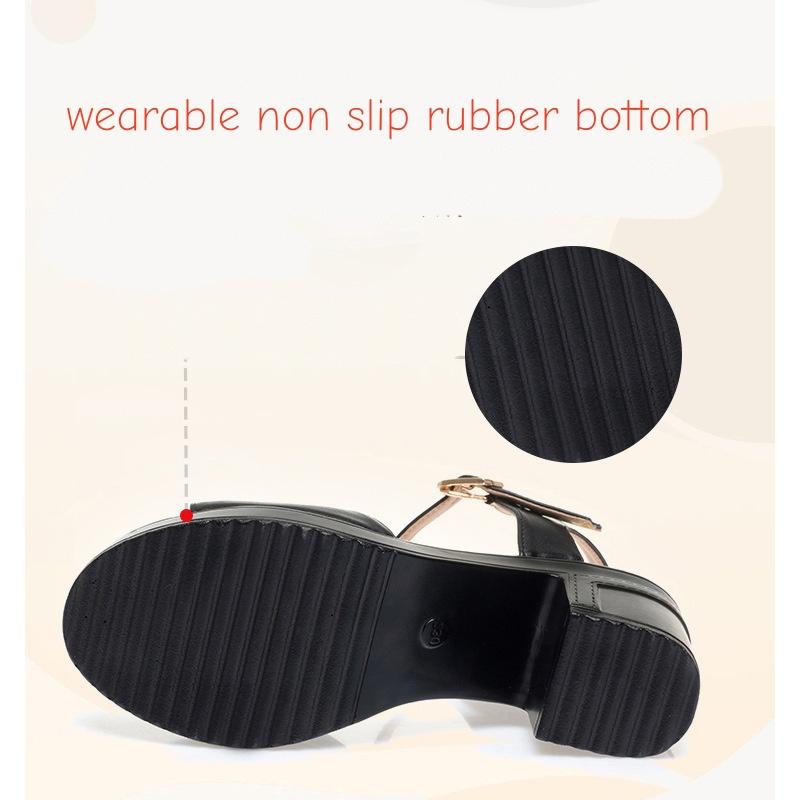 7cm Mode Büro Damen Dicke Sohle Plateau Schuhe Weiche Leder Sandalen 2025 Sommer Weiches Leder Mittelhohe Blockabsätze Sandalen Mama