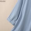 ZANZEA Women Casual V-neck Solid Color Loose 3/4 Sleeve Blouse