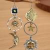 1 Pair Retro Creative Moon & Sun Long Pendant Earrings, Fashion Jewelry for Men