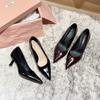 879-3 Temperament Commuter Pointed Single Shoes Spring New Light Mouth High Heel Black Single Shoes Versatile Stiletto Women's Shoes