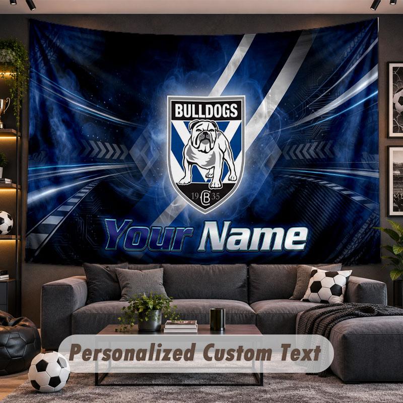 Wall Hanging Tapestry Custom NameCanterbury-Bankstown Bulldogs Pattern Personalized Printed Fabric Wall Decor