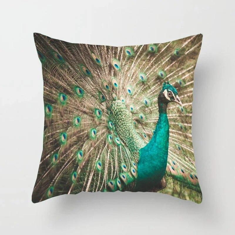 45*45cm Creative Peacock Feather Series Pillowcase Art Life Home Decoration Sofa Office Seat Waist Cushion  Cover