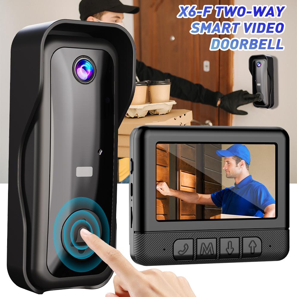 

X6 Smart Video Doorbell Camera Bundle with 4.3 Inch Display for Home Use Wireless Video Intercom, Infrared HD Night Vision чорний