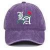 Trendy LA Rose Embroidered Washed Baseball Cap