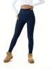 Damen High-Waist Fleece-gefütterte Leggings mit Taschen - Kuschelig, Dehnbar, Warm, Mehrfarbig, Perfekt für Herbst- und Winterkomfort, High-Waist Leggings