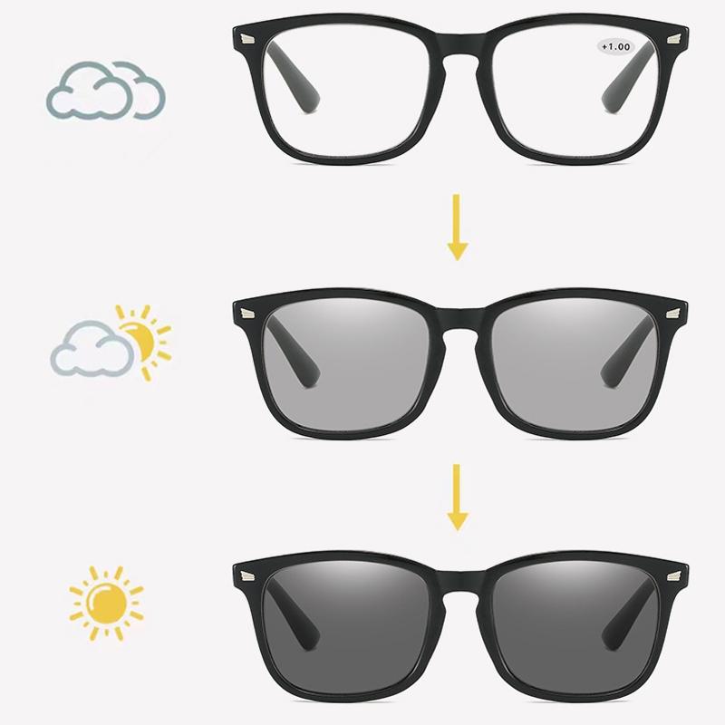 New Retro Color Changing Presbyopia Eyeglasses Men High-definition Photochromic Reading Glasses Unisex Anti-blue Light Eyewear