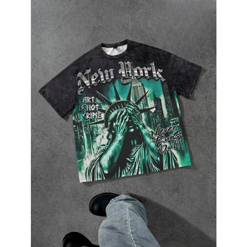 The  summer new men's T-shirt features a casual fashionable comfortable soft and breathable  pattern print