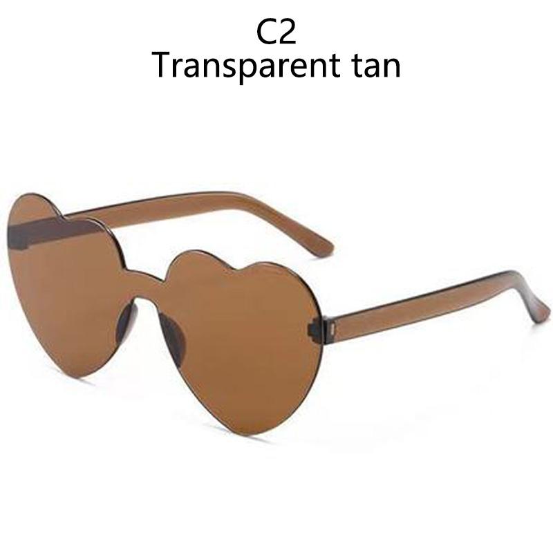 Love Heart Sunglasses Jelly Color Rimless Frame Dazzling Colorful Tint Clear Lens Eyewear Fashion Sun Glasses