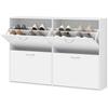 Shoe Cabinet with 4 Flip Drawer, Modern Shoe Storage Cabinet with Adjustable Shelves for Hallway, Entryway, Holds 16-24 Pairs, White