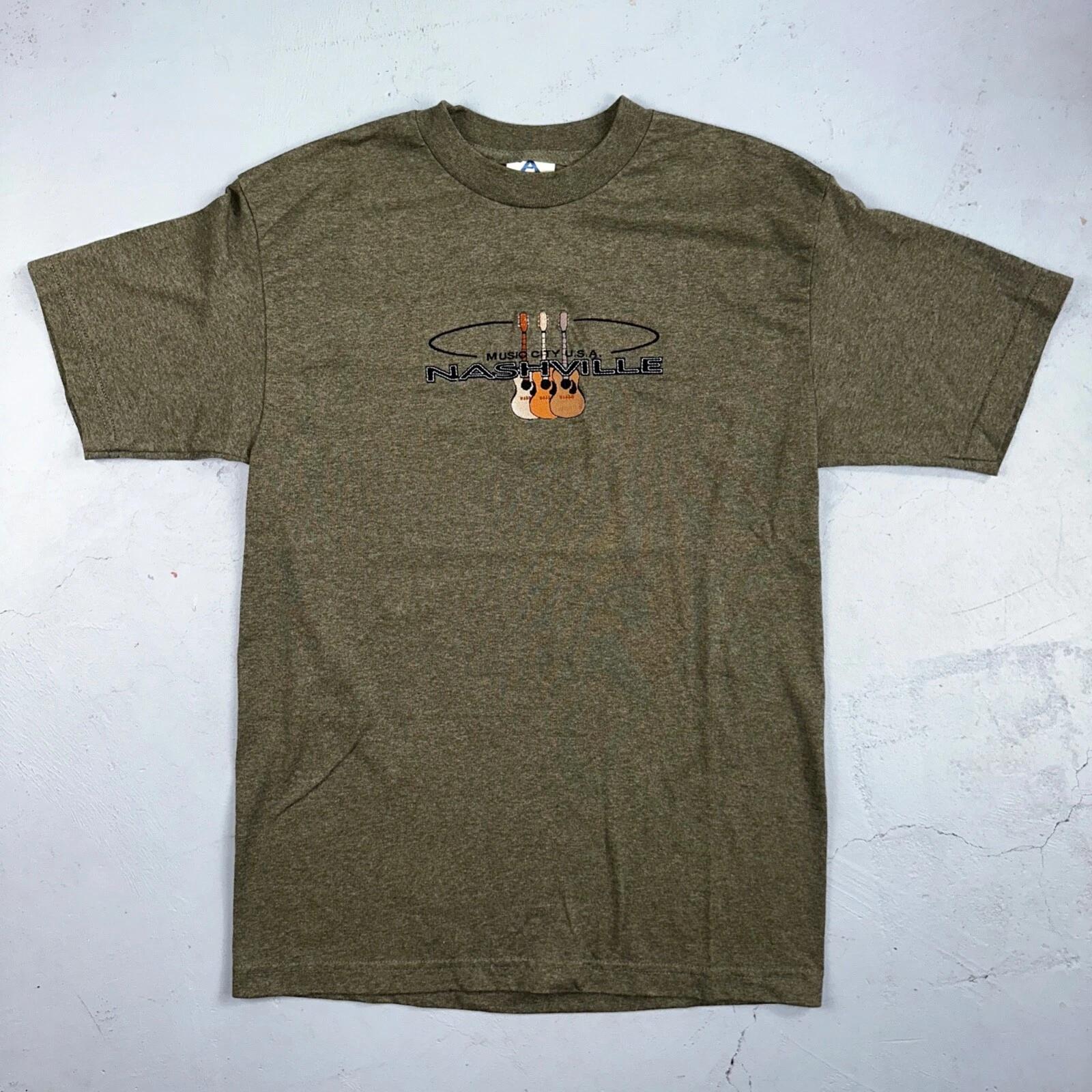 Nashville Music Guitars Acoustic VTG T Shirt Medium Heather Green Y2K 2000s L