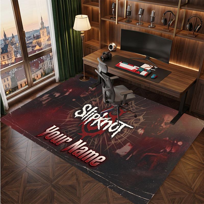 Slipknot Personalisierter Kristall-Samt-Teppich, Benutzerdefinierter Namens-Text Weicher Anti-Rutsch-Teppich für Wohnzimmer Schlafzimmer