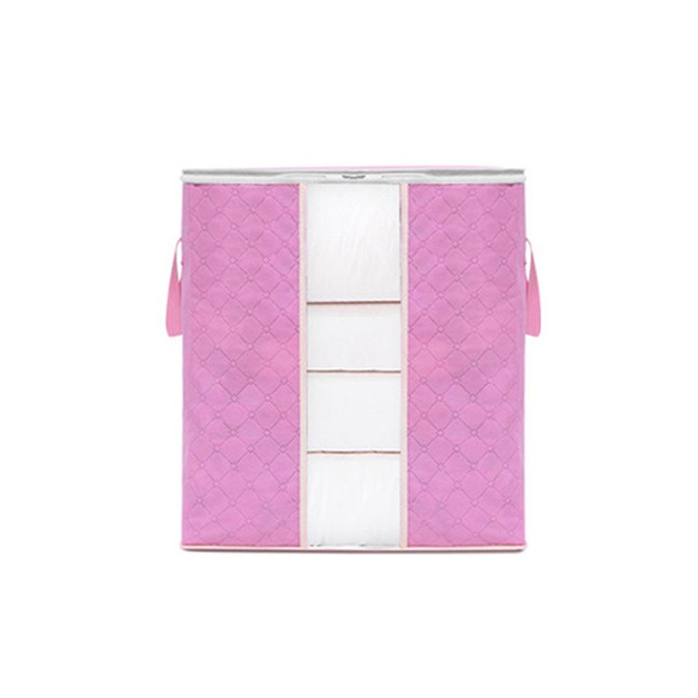 

Large Clothes Storage Box with Cap Moistureproof Non-woven Bag Quilt Luggage Sundries Organizer PinkVertical section 47*28*48cm#0