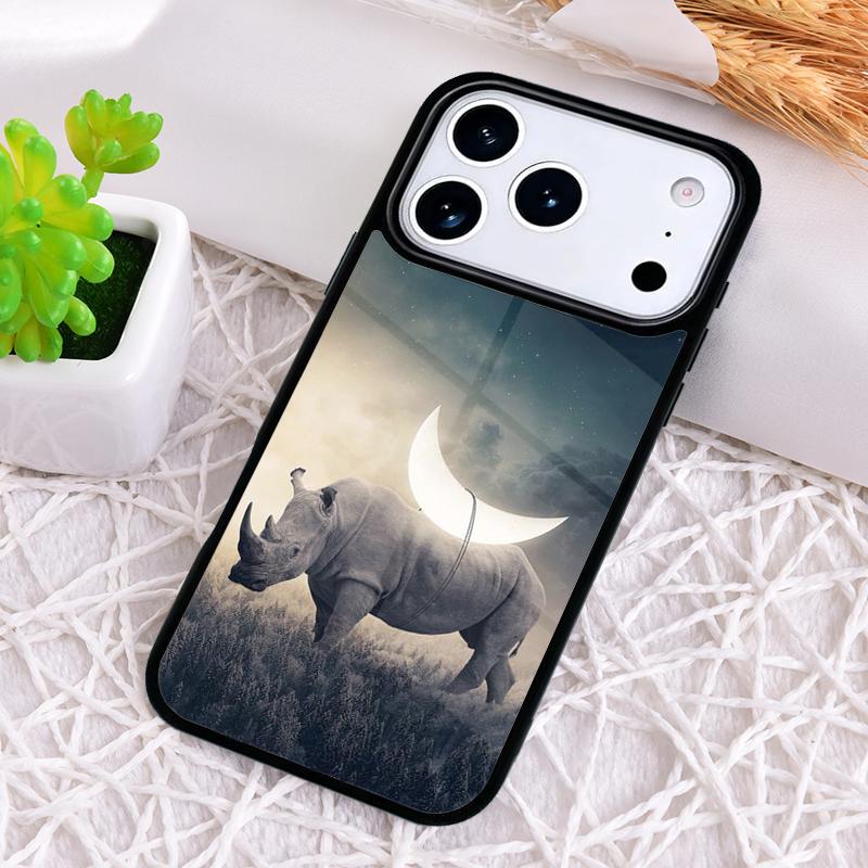 Animal Rhino Phone Case for iPhone 17 Air 16 15 11 12 14 13 Pro Max Shockproof Cover