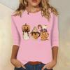 Women's Fashion Casual Three-quarter Sleeve Halloween Printed Round Neck Top