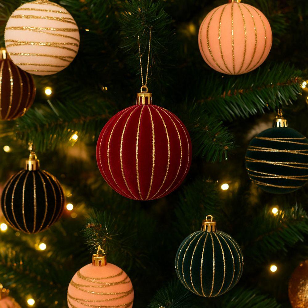 Hanging Christmas Color Balls Flocking Christmas Snowflake Hanging Balls  Christmas Party