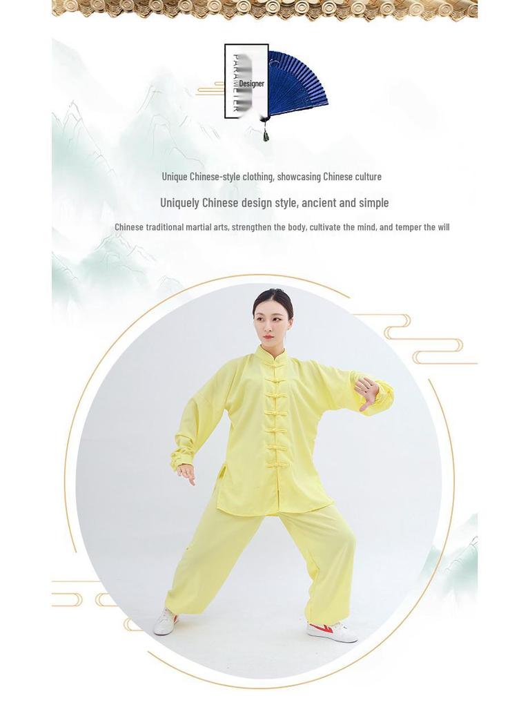 Men's and Women's Bamboo Linen Tai Chi Suit - Long Sleeve Morning Exercise and Performance Wear
