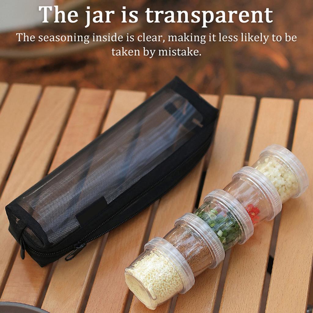 Outdoor Camping Seasoning Bottle Set Spliceable Portable Picnic Seasoning Containers Barbecue Seasoning Spices Sauces