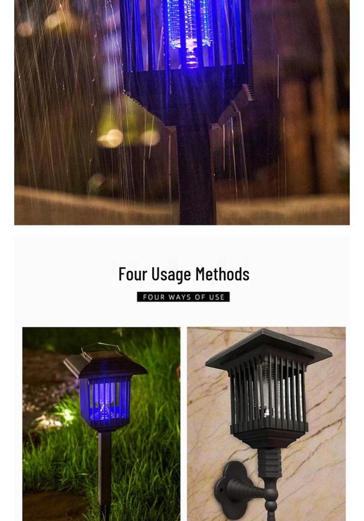 Uccisore e Repellente per Zanzare Solare a LED da Esterno: Lampada da Giardino Impermeabile