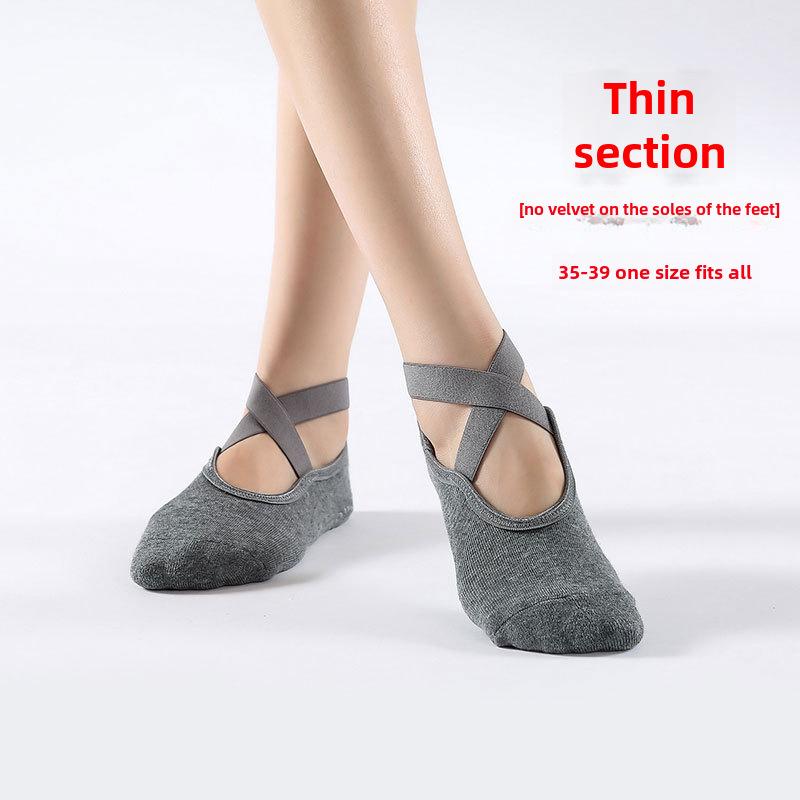 

Женские нескользящие хлопковые носки для йоги на осень и зиму - носки для пилатеса и танцев с открытым подъемом One Size