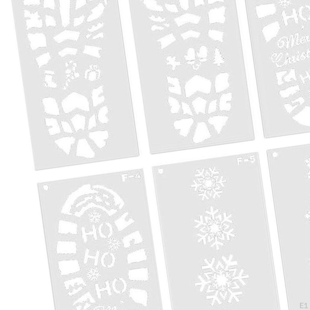 6Pcs Christmas Stencils Floor Templates Reusable Coloring Embossing Stencil for Window