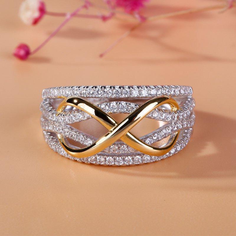 European & American Two-Tone Gold-Plated Women's Fashion Ring