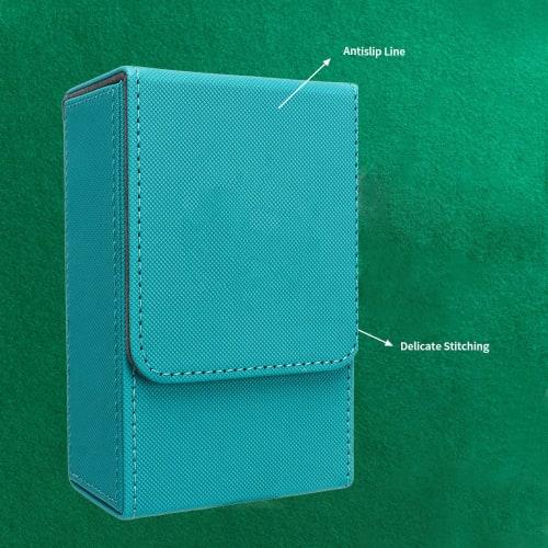 Portable Tarot Card Storage Case, Tarot Storage Box, PU Leather Tarot Card Holder for Card Protection and Travel (Blue Green)