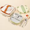 WORTHBUY Cute 304 Stainless Steel Divided Lunch Box With Cutlery Heatable Large Capacity Sealed Food Container Set For Student