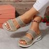2025 Summer Women Slippers Plus Size Women's Shoes Retro Roman Sandals Women Pu Casual Flower Wedge Sandals Platform Slippers