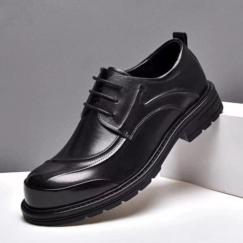 Premium Derby Shoes Men's Platform Casual Hollowed-out Leather Shoes Spring and Summer Big Head Retro Breathable Leather Hollowed-out Men's Shoes