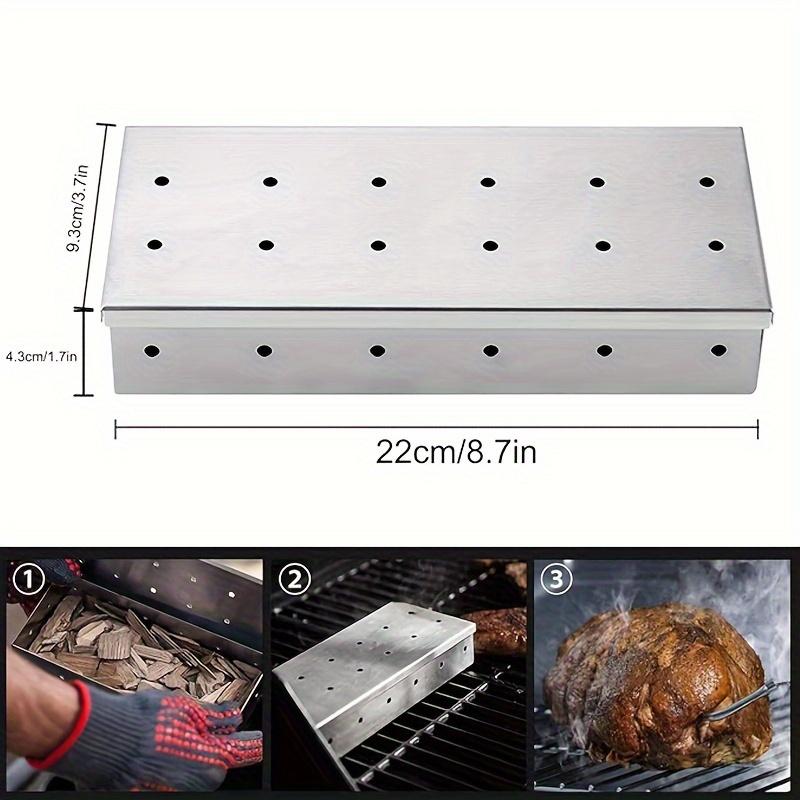 Nerezová udírna BBQ gril udící box nádoba na dřevěné štěpky nástroj na uzení masa venkovní grilovací příslušenství