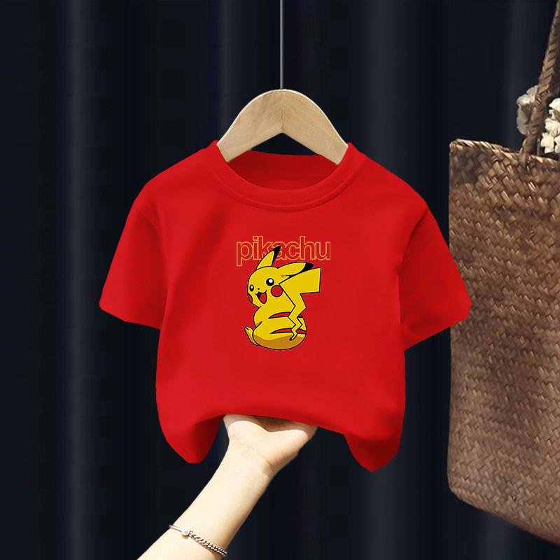 Childrens Pikachu Short Sleeved Tshirt 2026 New Fashionable Summer Cotton Half Sleeve Thin Edition