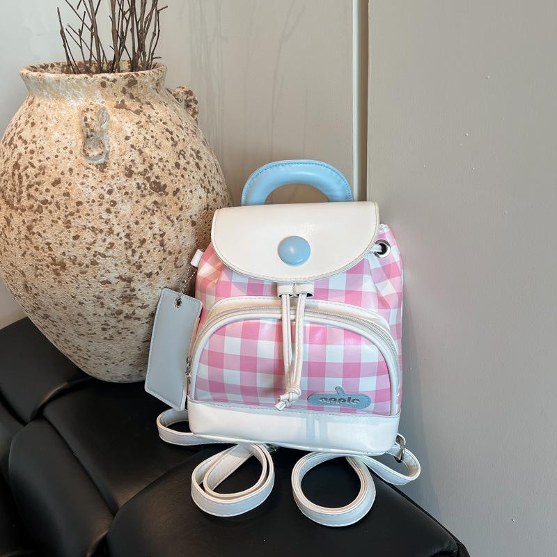 

Милый мини-рюкзак в корейском стиле на лето 2025: Свежий колор-блок и универсальный дизайн для женщин розовый